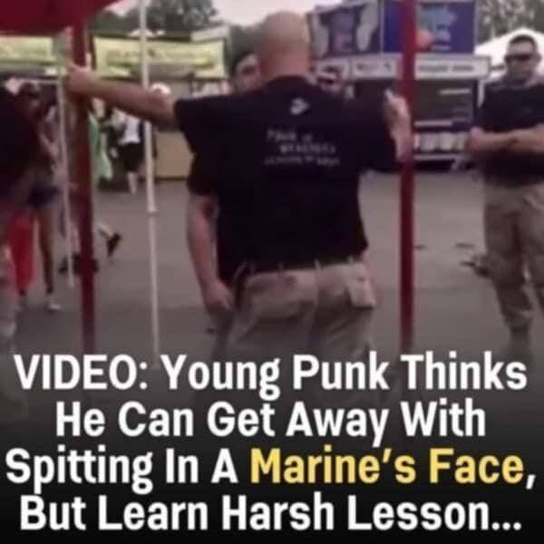 Young Punk thinks He can get away with spitting on Marine’s face learns harsh lesson